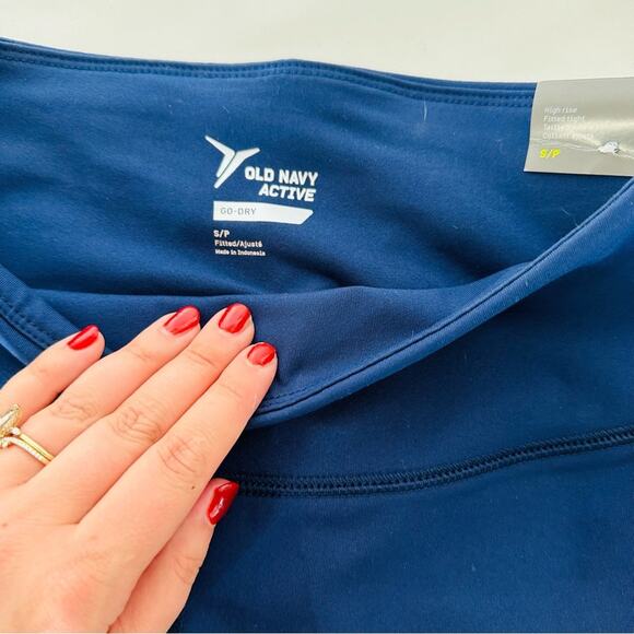 2 NEW OLD NAVY ACTIVE Black Navy Blue Go Dry Mesh Cutout High Rise Leggings S - Picture 14 of 15